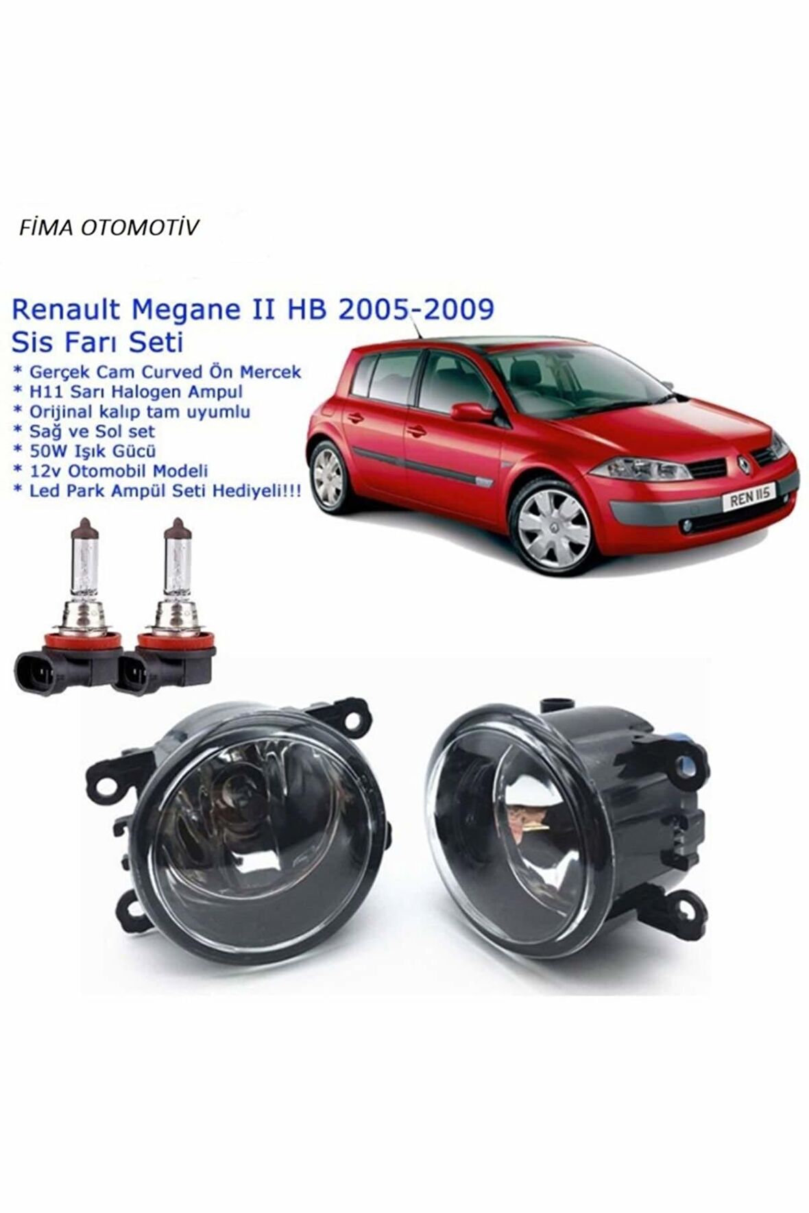 8200074008-camlı Sağ+sol Renault Megane Iı Hb 2007 Sis Farı Set Oem: 8200074008 Uyumlu