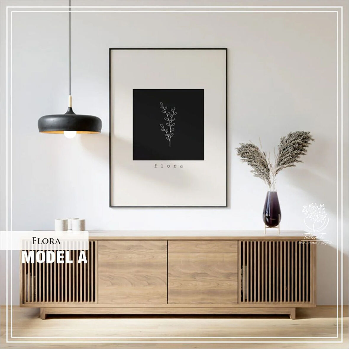 Metal Çerçeveli Camlı Flora Tekli Dekoratif Tablo