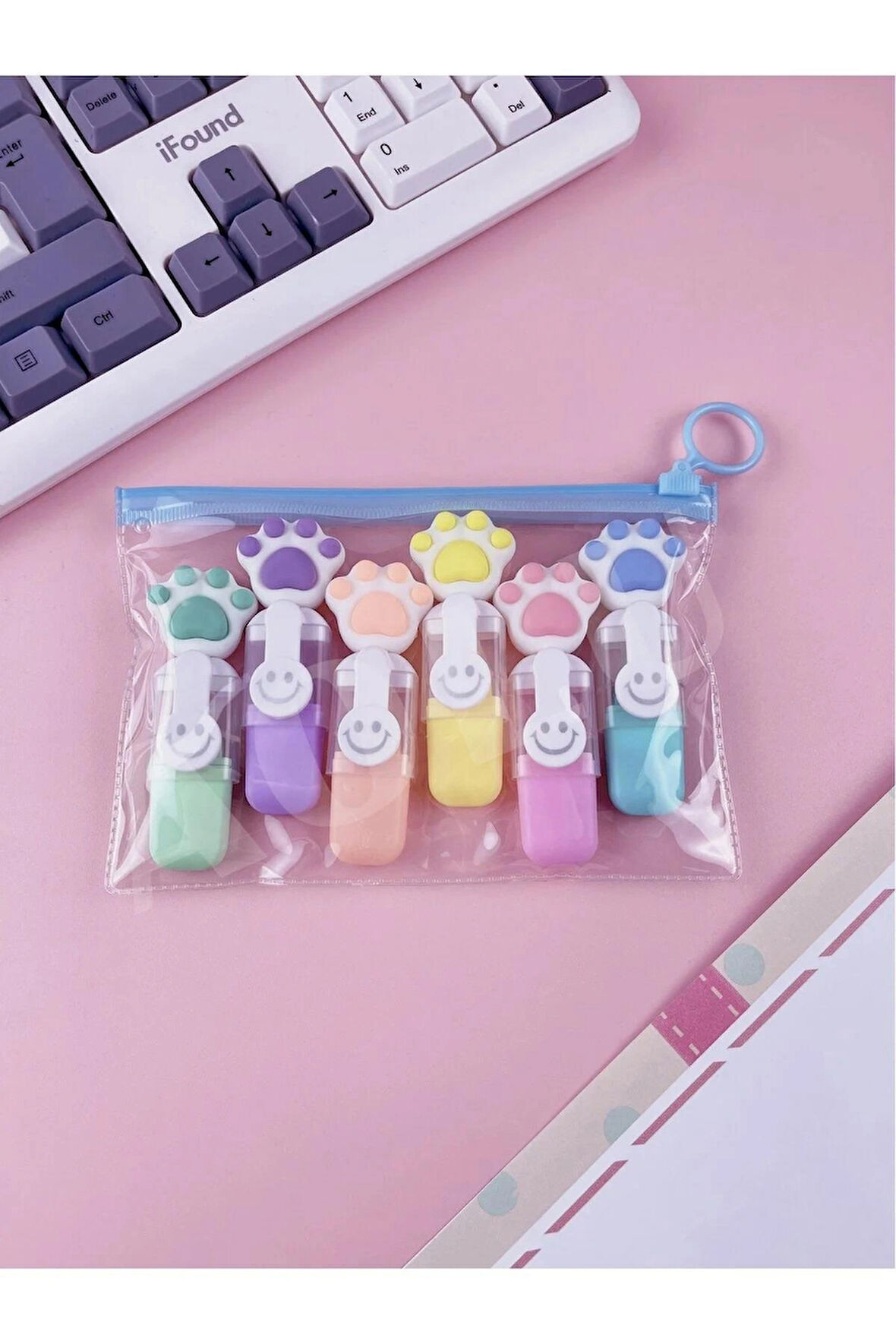 Sevimli Mini Renkli Fosforlu Kalem (6'lı set)