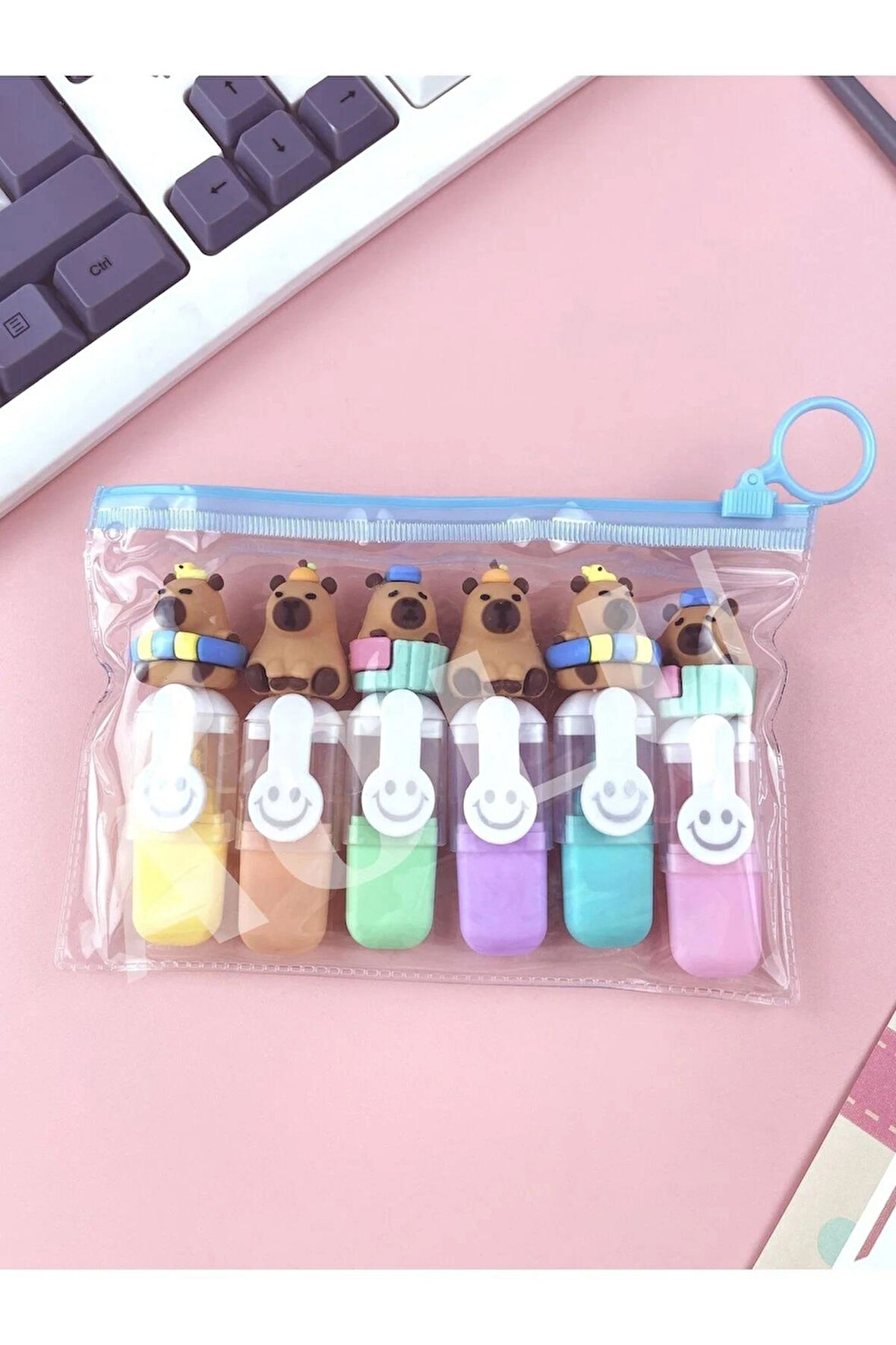  Sevimli Mini Renkli Fosforlu Kalem (6'lı set)