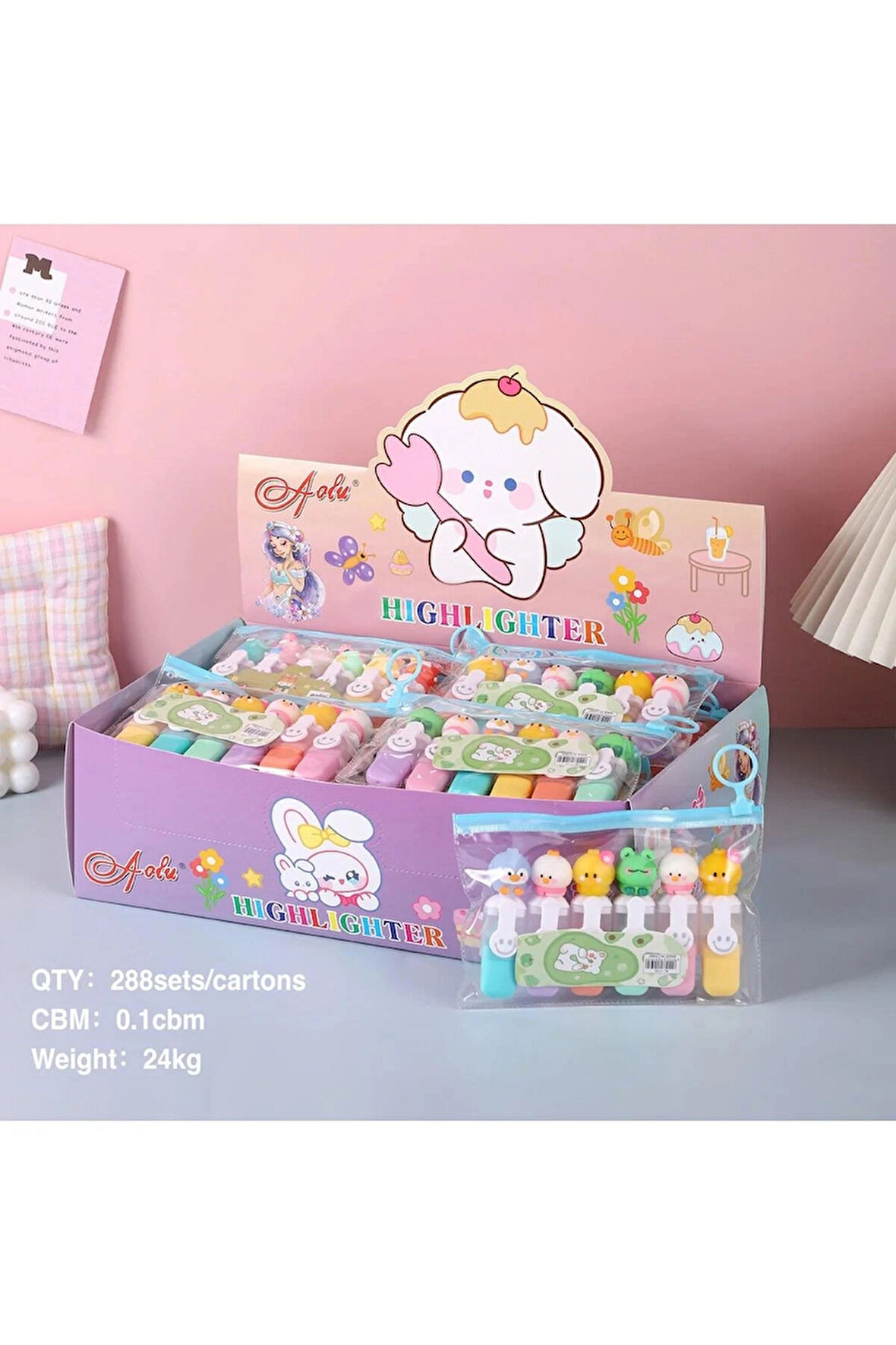 Sevimli Mini Renkli Fosforlu Kalem (6'lı set)