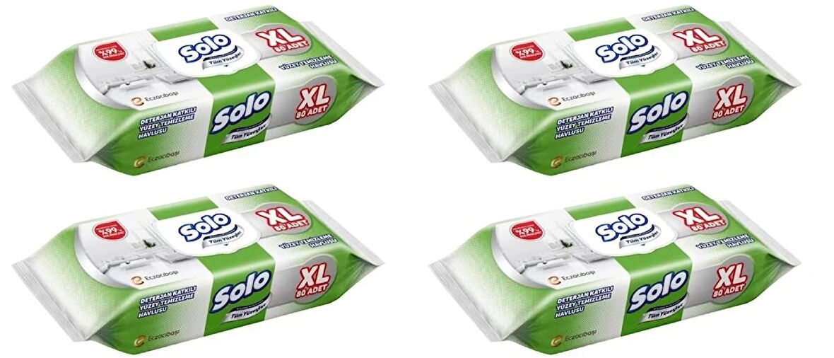 Solo Tüm Yüzeyler Islak Temizleme Havlusu XL 80 Yaprak 4 ADET