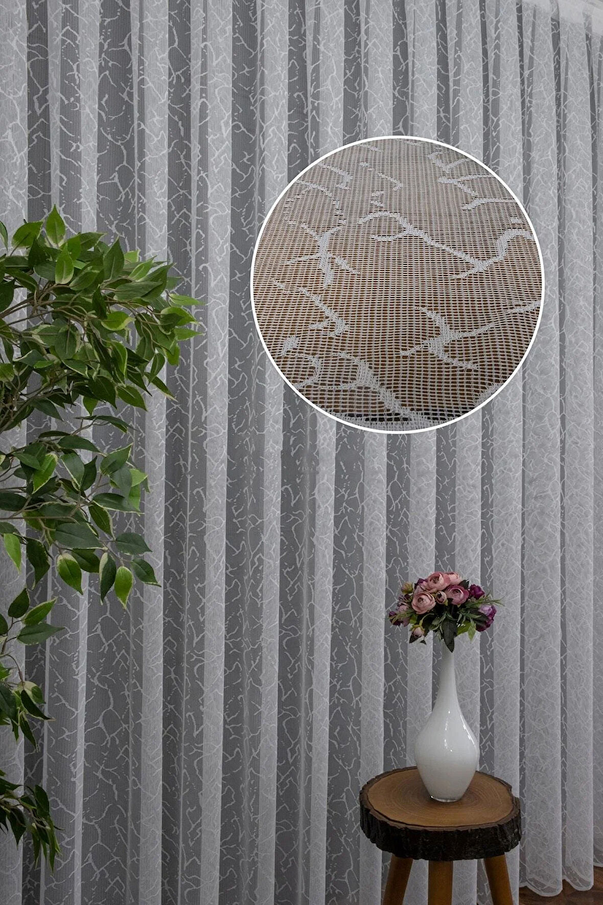 Yosun Model Desen Tasarım Tül Perdesi 1e 2kat Pileli Ütü Istemez Tül