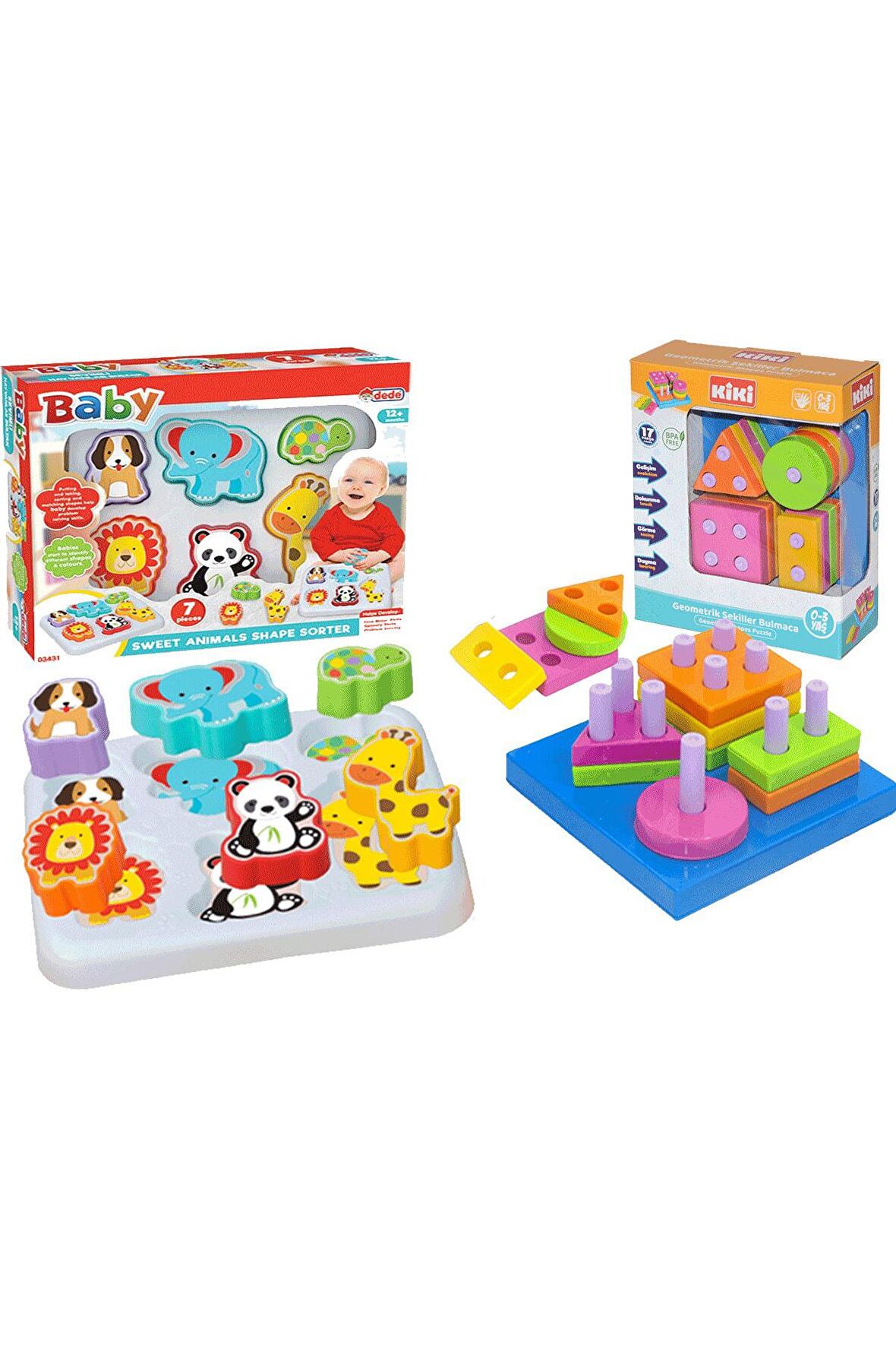 Oyuncak Eğitici Set Sevimli Hayvanlar Bultak Geometri Şekiller Set