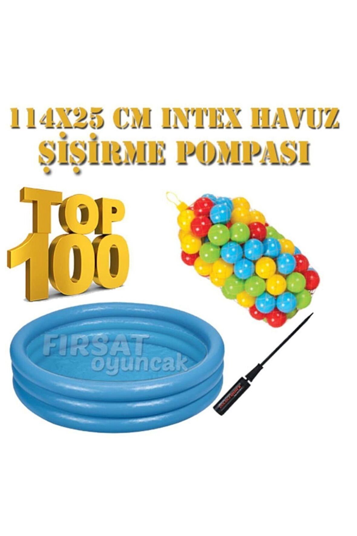 Havuz 122x25 Cm Top Oyun Deniz Havuzu 100 Adet 6 Cm Top Pompa