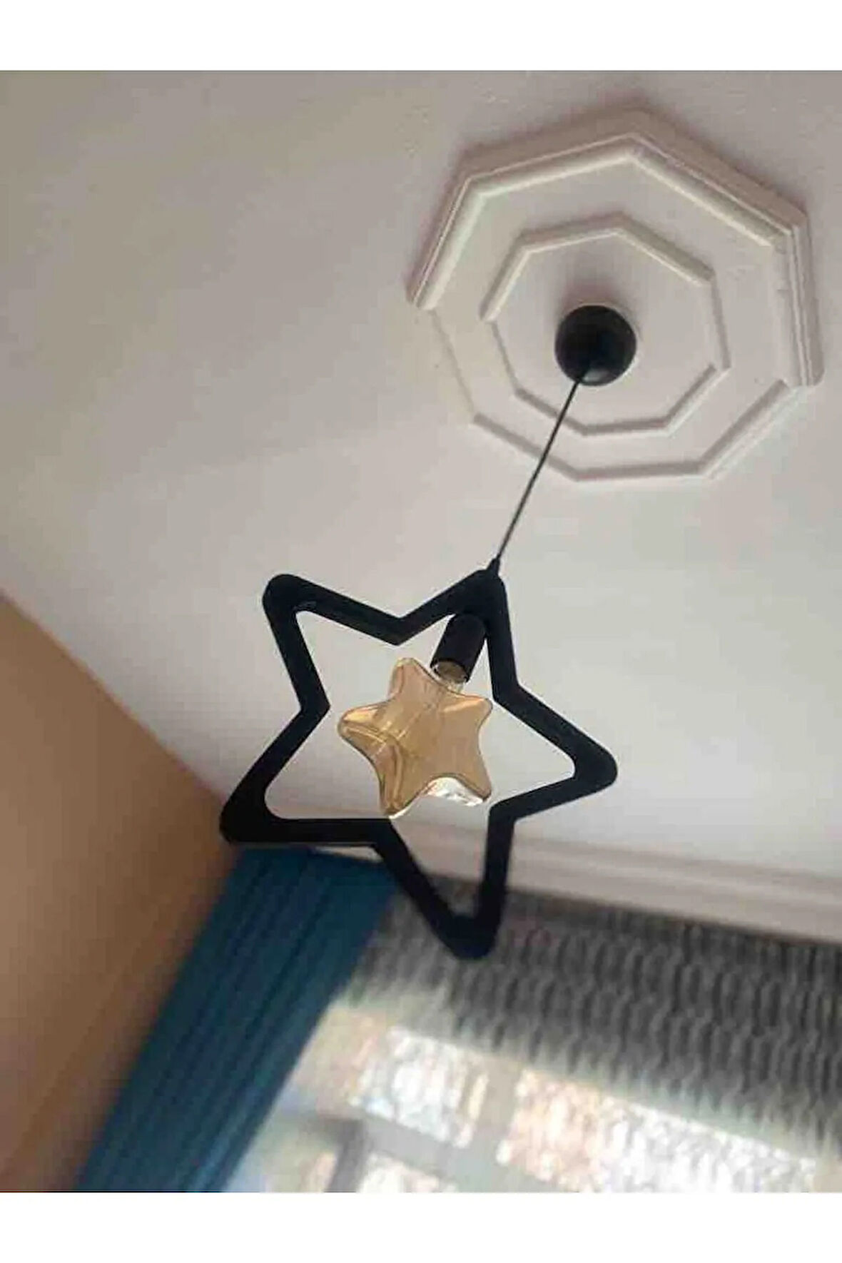 Ahşap Wooden Yıldız Sarkıt Avize Ahşap Lüks Rustik Modern Dekoratif Lamba Çocuk Odası Avize