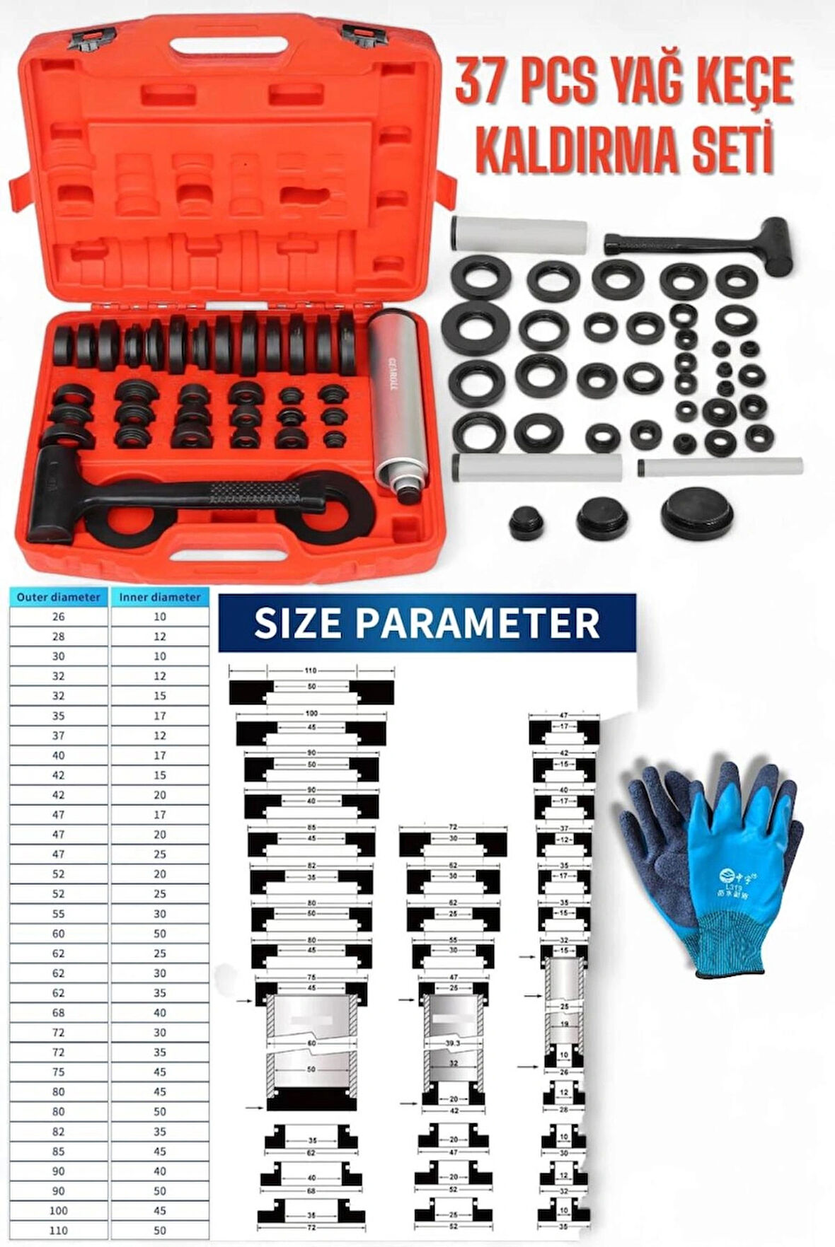 37 PARÇA YAĞ KEÇE KALDIRMA SETİ