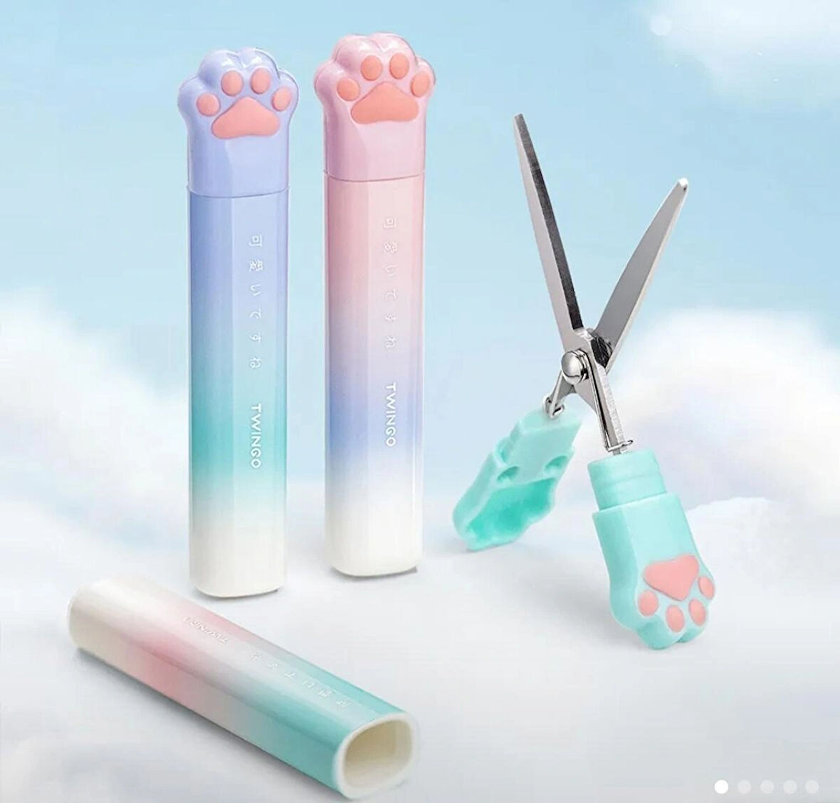 kedi patili mini kapaklı yaylı uçlu mini makas gökküşapı rengi sevimli hediyelik 1 adet