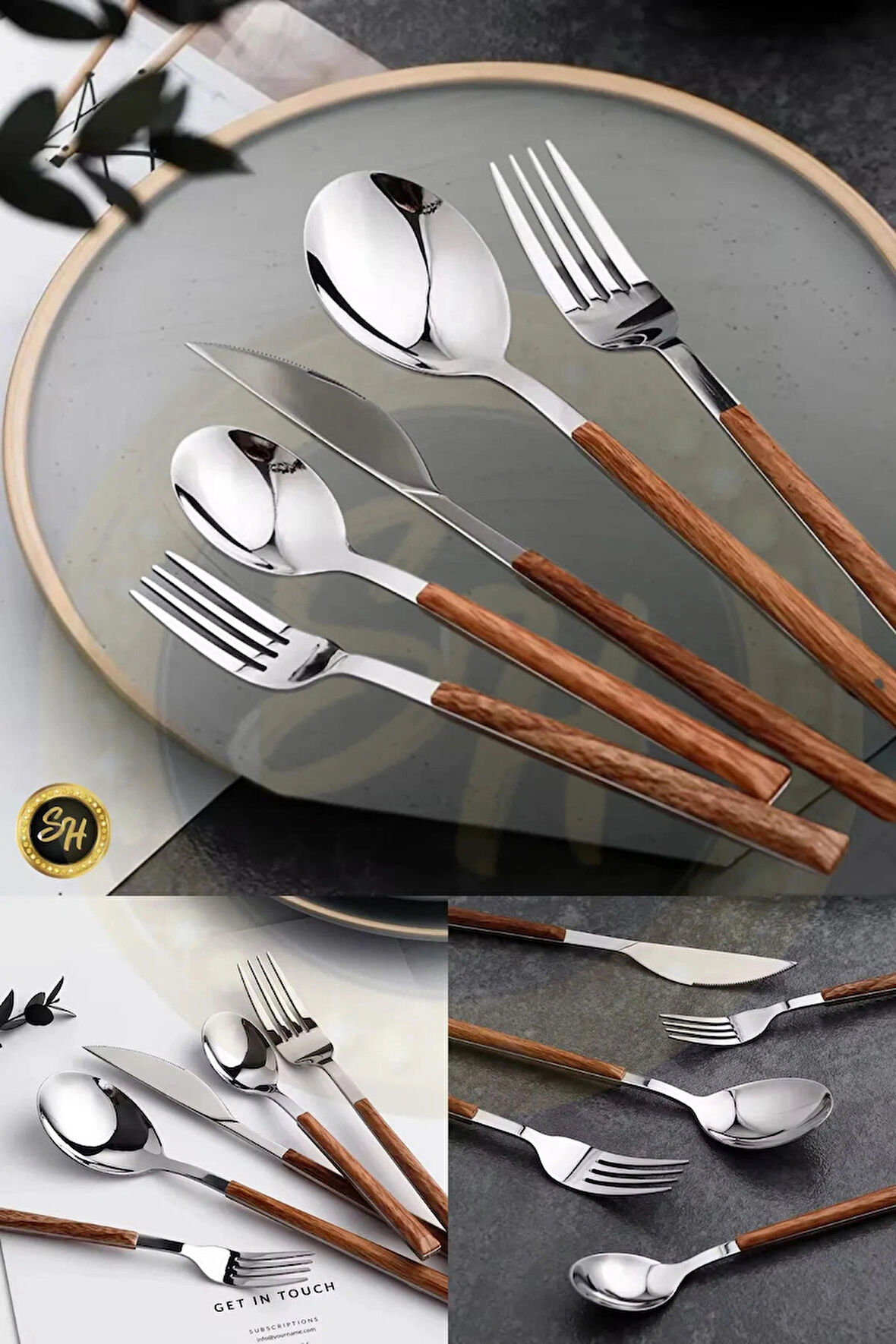  6 Adet Ahşap Bambu Görünümlü Plastik Detaylı Yemek Kaşığı Takımı