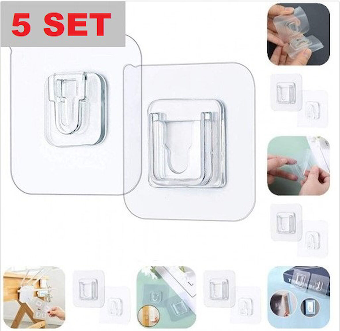 Geçmeli Klips Eşya Sabitleme Askısı 6Lı Set