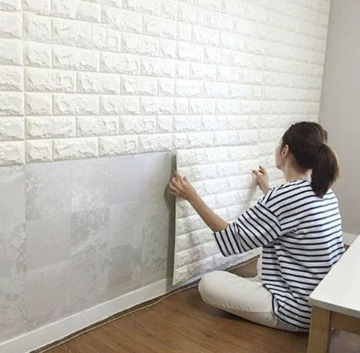 3D Tuğla Desenli Kendinden Yapışkanlı Duvar Paneli 58X38 Cm