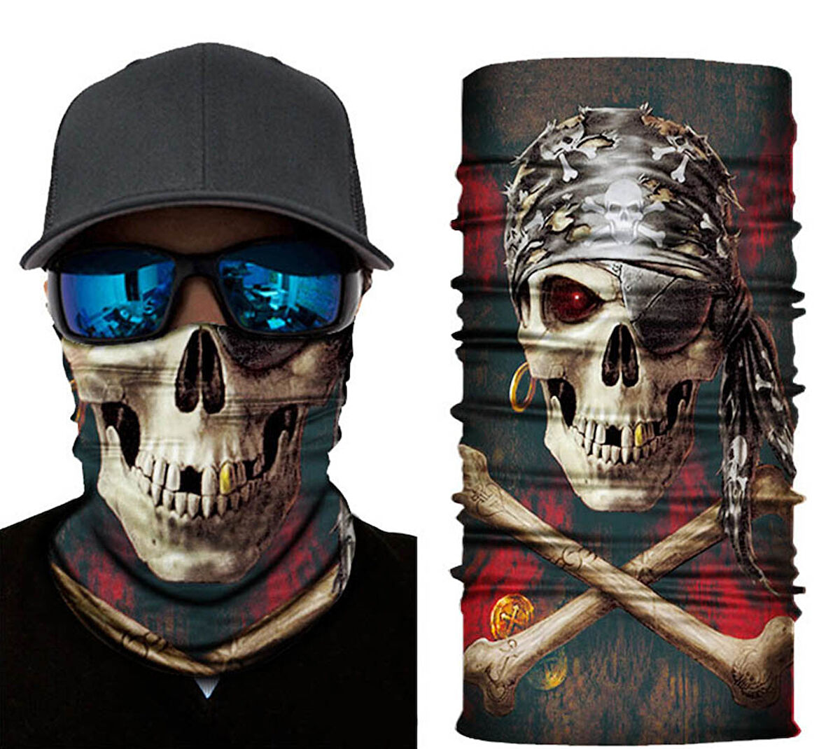 Siyah Korsan Kafatası Baskılı Buff Bandana 30X48 Cm