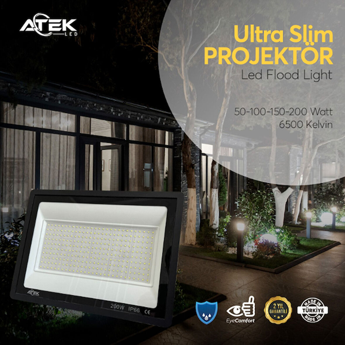 Slim Projektör Dış Mekan Led Işık