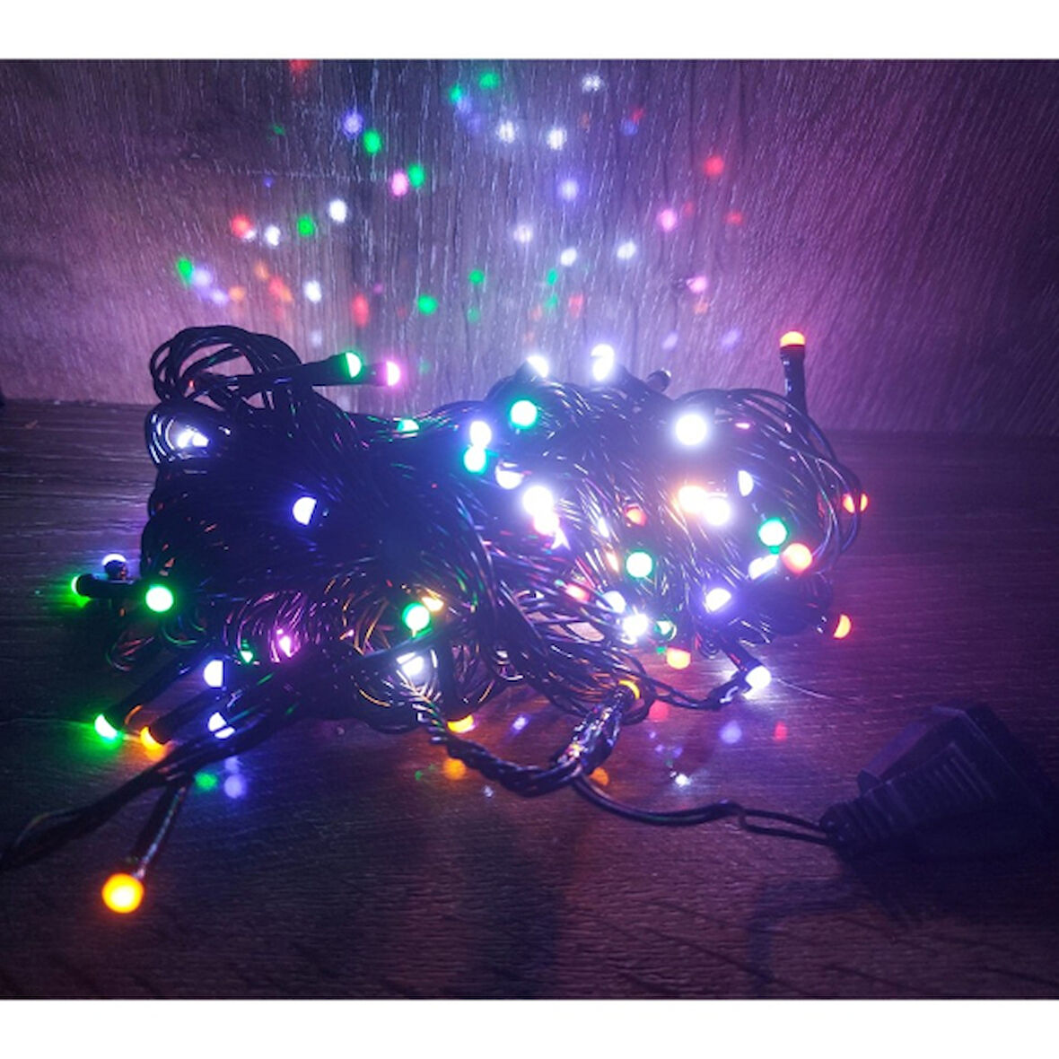 10M 100 Led Damla Uçlu Led Işık Rgb Işık Siyah Kablo