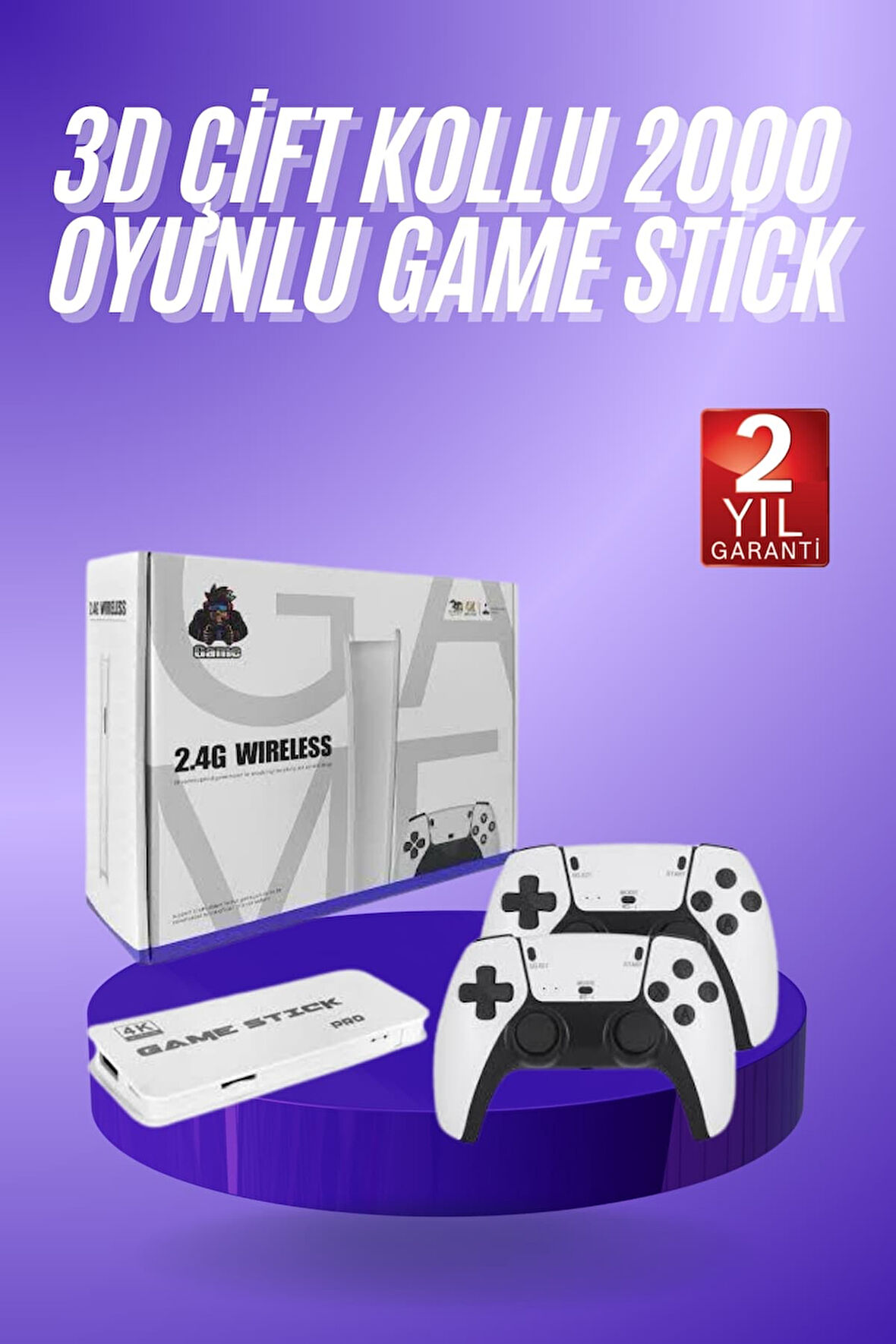 3D 4K Hd 2.4G Game Stick 4K Hd Oyun Konsolu Çift Kollu