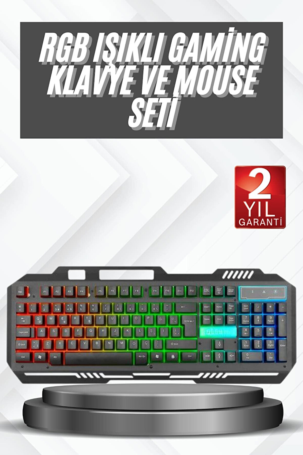 Işıklı Q Klavye Mouse Seti Siyah Klavye