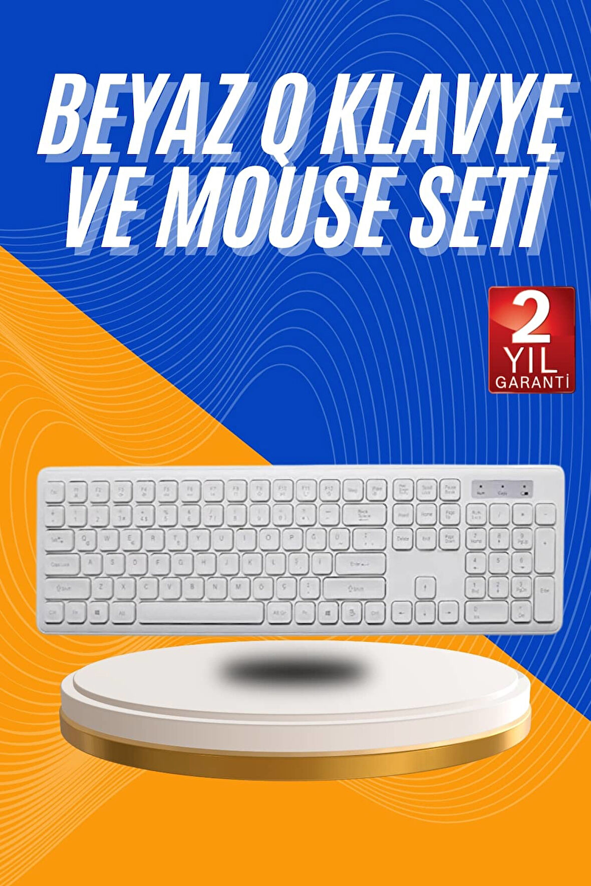 Kablosuz Klavye Mouse Seti Beyaz Q Klavye Tüm Cihazlara Uyumlu