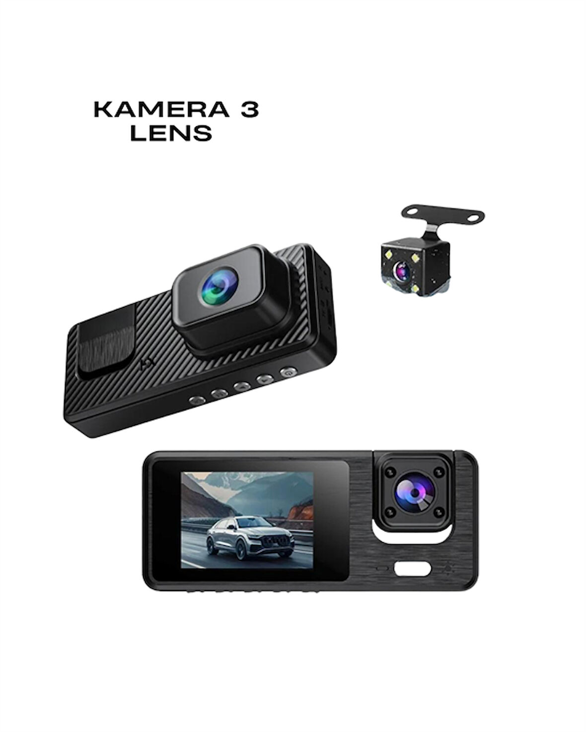 1080P 3 Kameralı Araç Dvr -Q301