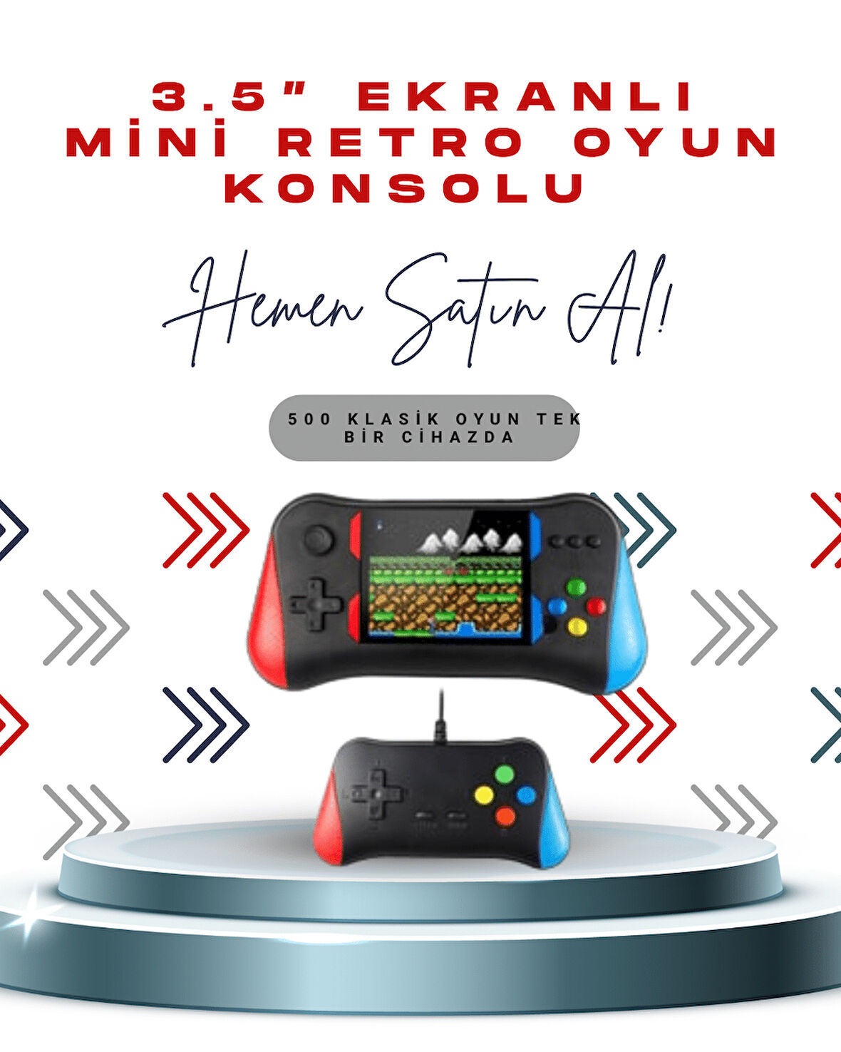 X7M 3.5 İnç 500’Ü 1 Arada Klasik Oyun Konsolu