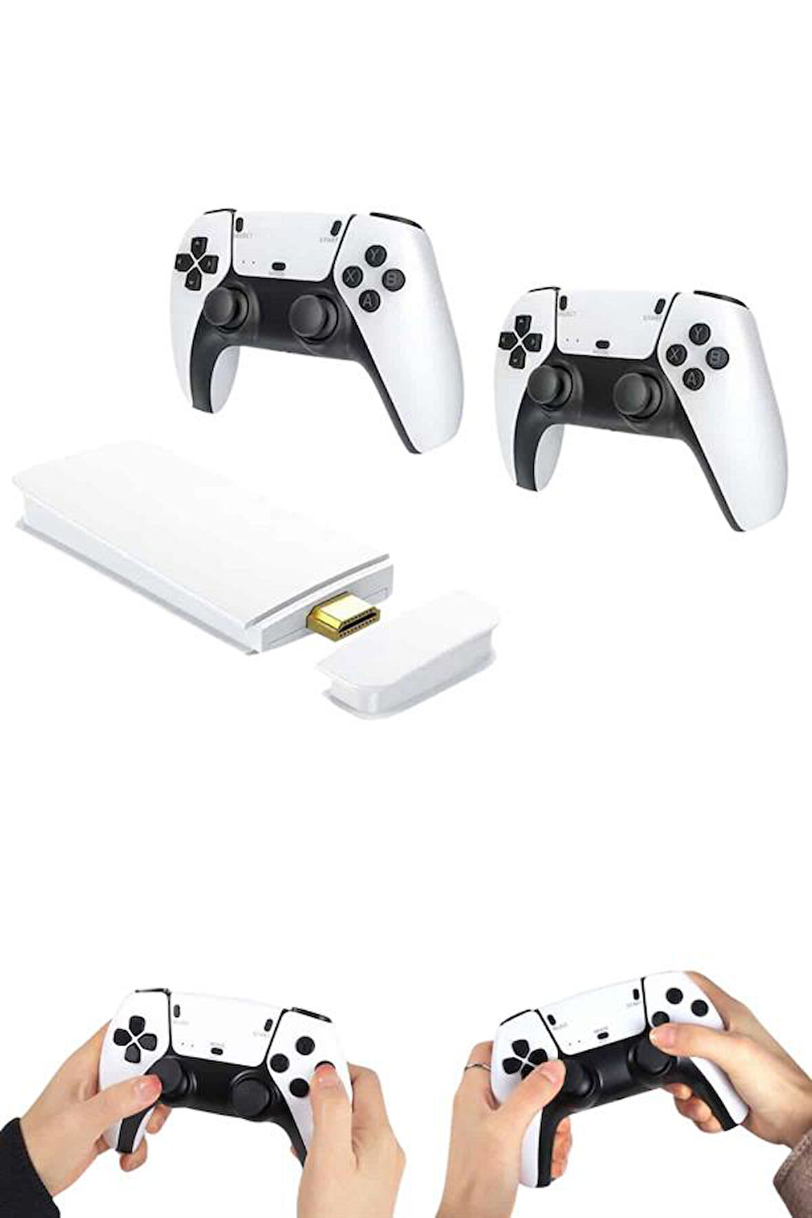 4K Hd Görüntü Kaliteli Game Stick 20000 Oyunlu Çift Kollu Beyaz Game Stick