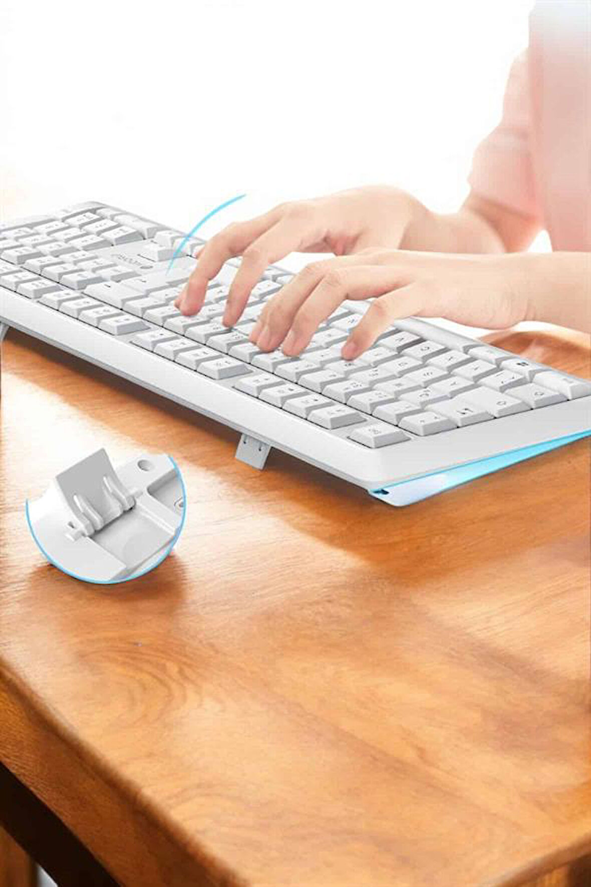 Q Klavye Beyaz Klavye Ve Mouse Seti Kablosuz Usb Girişli