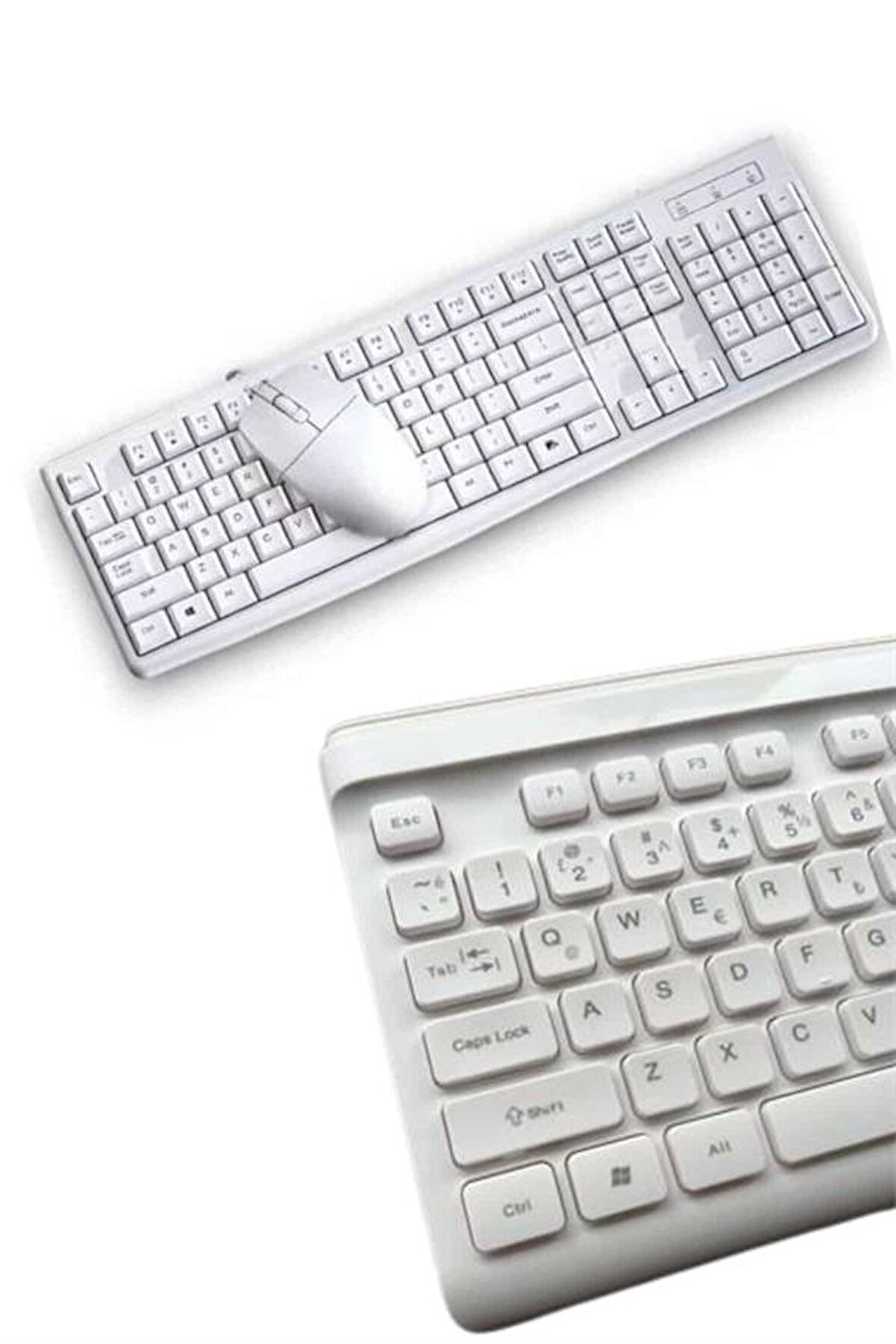 Kablosuz Klavye Mouse Seti Beyaz Q Klavye Tüm Cihazlara Uyumlu