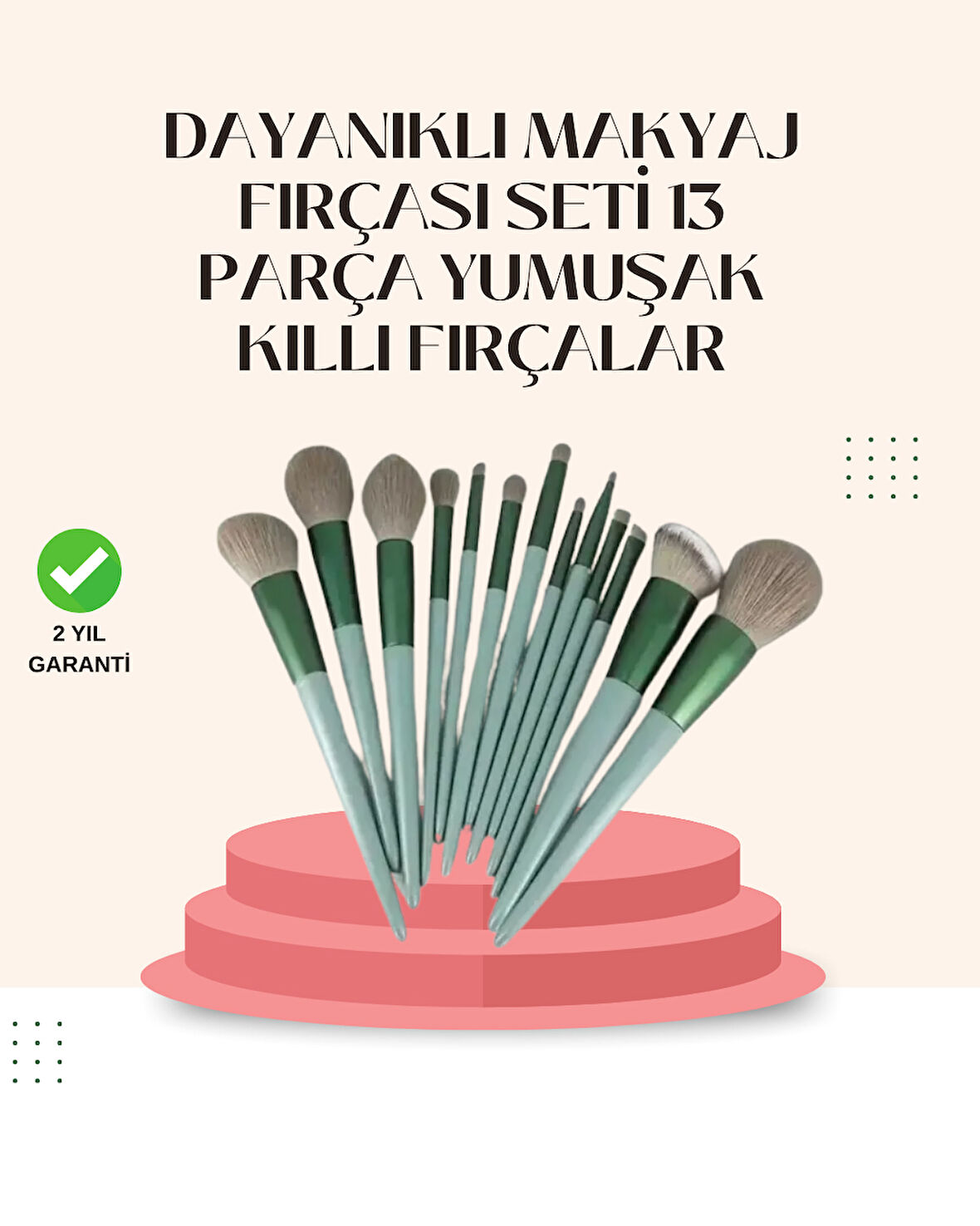 Göz Farı Allık Fondöten İçin Uygun 13'Lü Makyaj Fırçası Seti Kompakt Tasarım