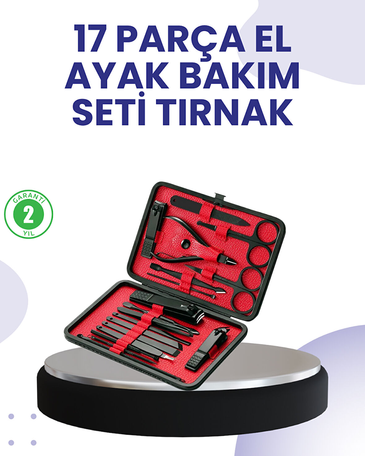 Taşınabilir Deri Kutulu 17 Parça Manikür Seti