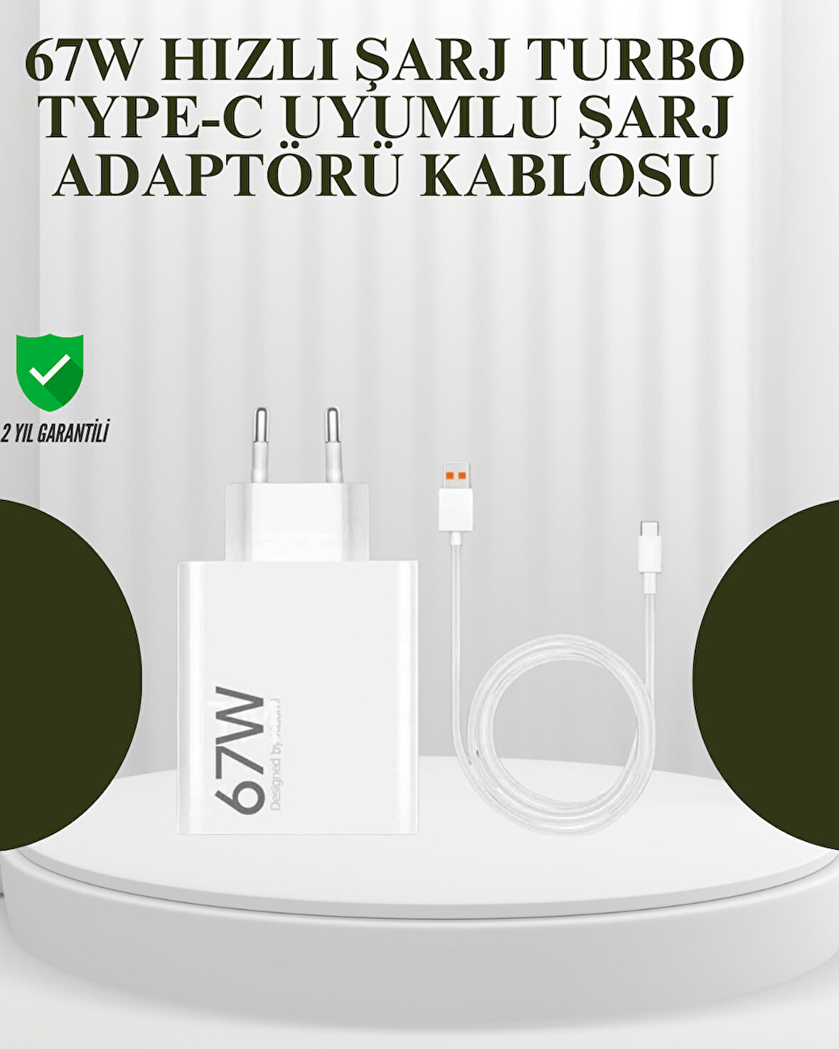 67W Güçlü Şarj Adaptörü Ve Turbo Kablo Uzun Ömürlü Dayanıklı Tasarım