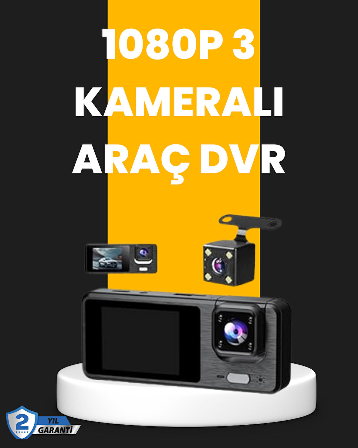 Çok Açılı Araç İçi Dvr | Ön İç Arka Kamera, Döngü Video Kaydı