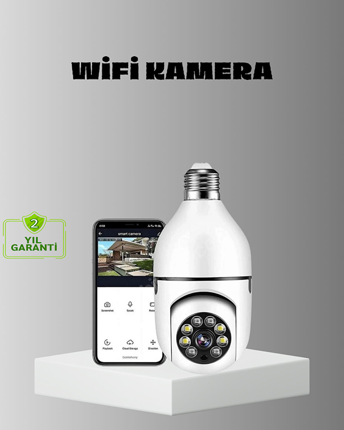 Akıllı Duy Kamera Gece Görüşlü Ve Hareket Algılama Sensörlü