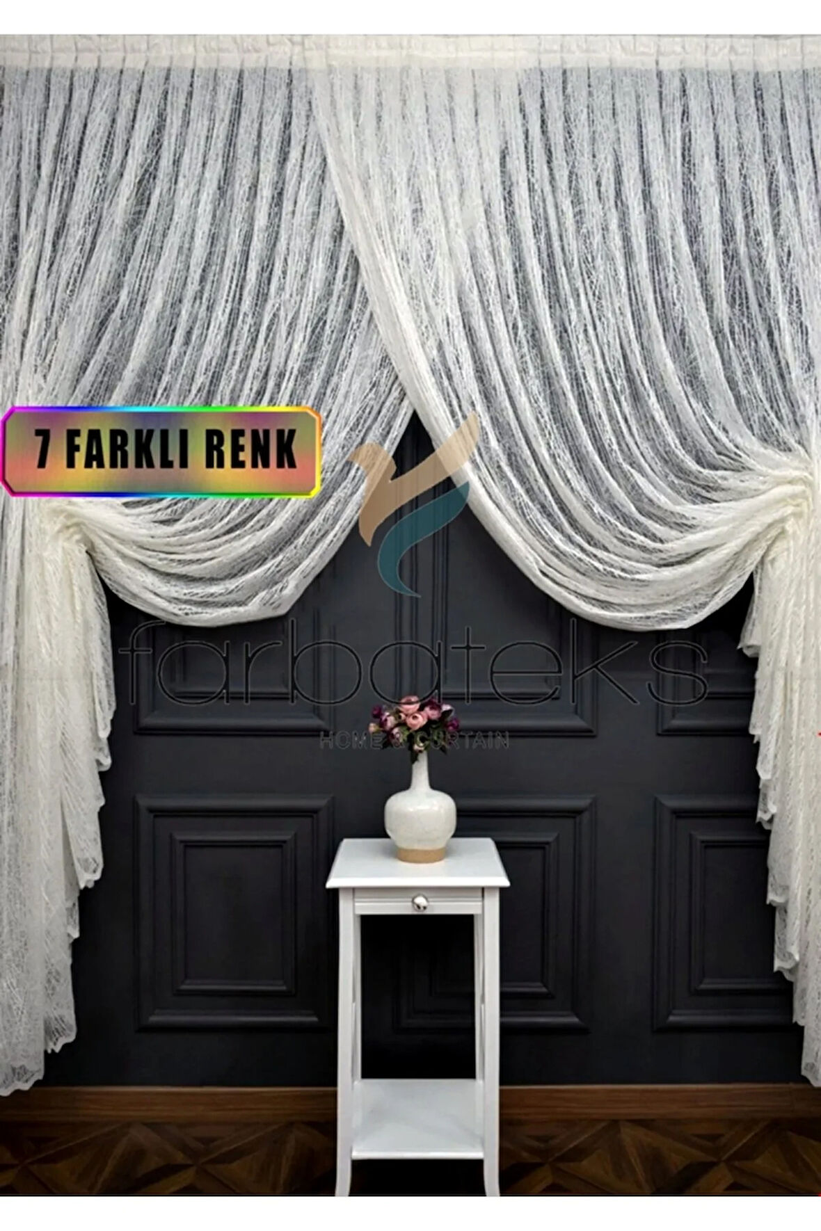 Beyaz Kruvaze Perde Modelleri Yanki Tül Tiyatro Perdesi Camkırık Model