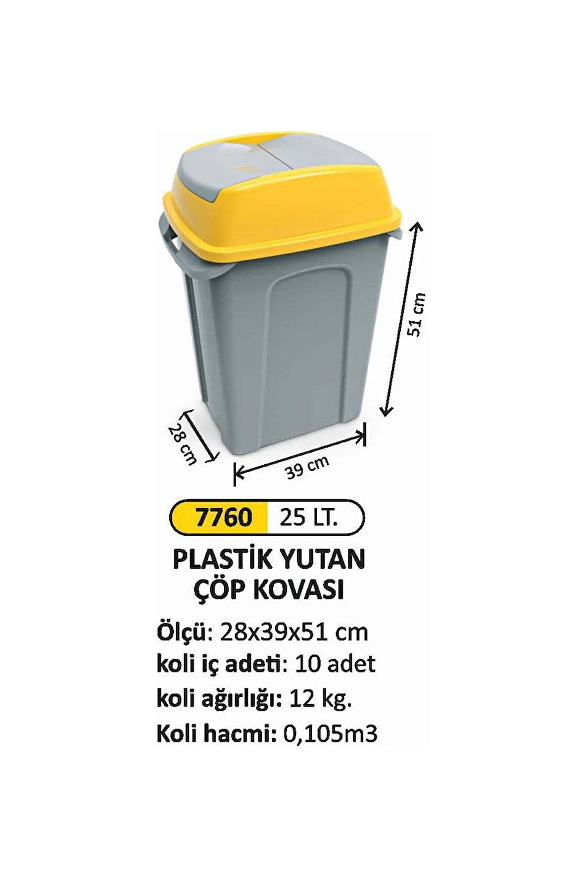 25 Litre Plastik Yutan Çöp Kovası