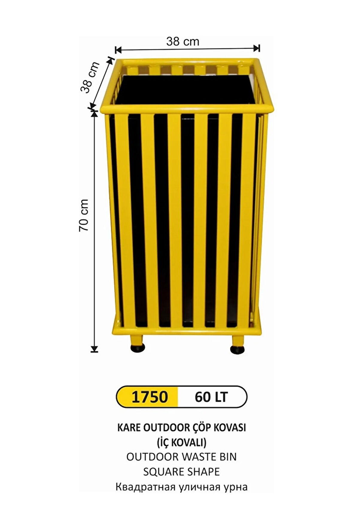 60 Litre Kare Outdoor Çöp Kovası