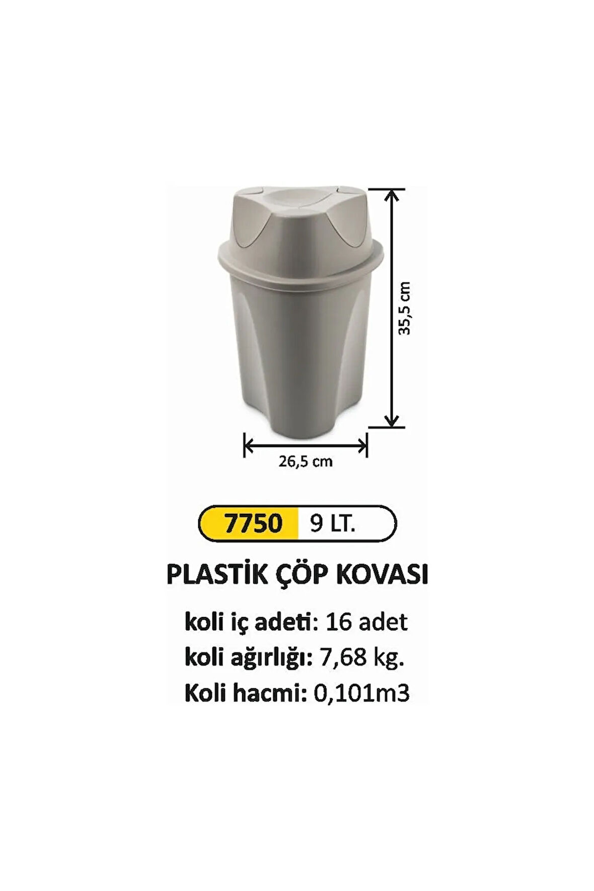 9 Litre Plastik Çöp Kovası