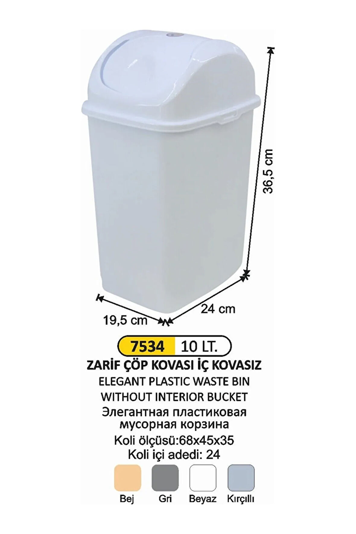 10 Litre Plastik Döner Kapaklı Çöp Kovası