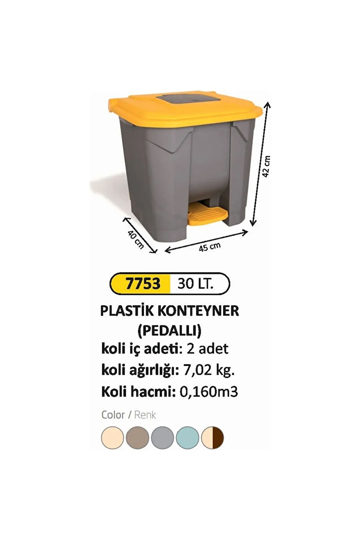 Plastik Konteyner 30 Litre Pedallı