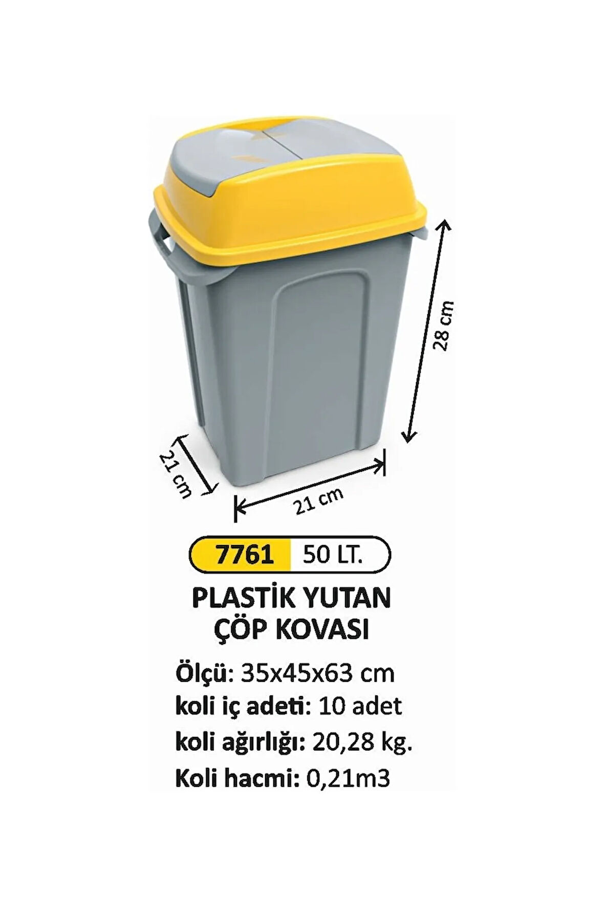 50 Litre Yutan Plastik Çöp Kovası