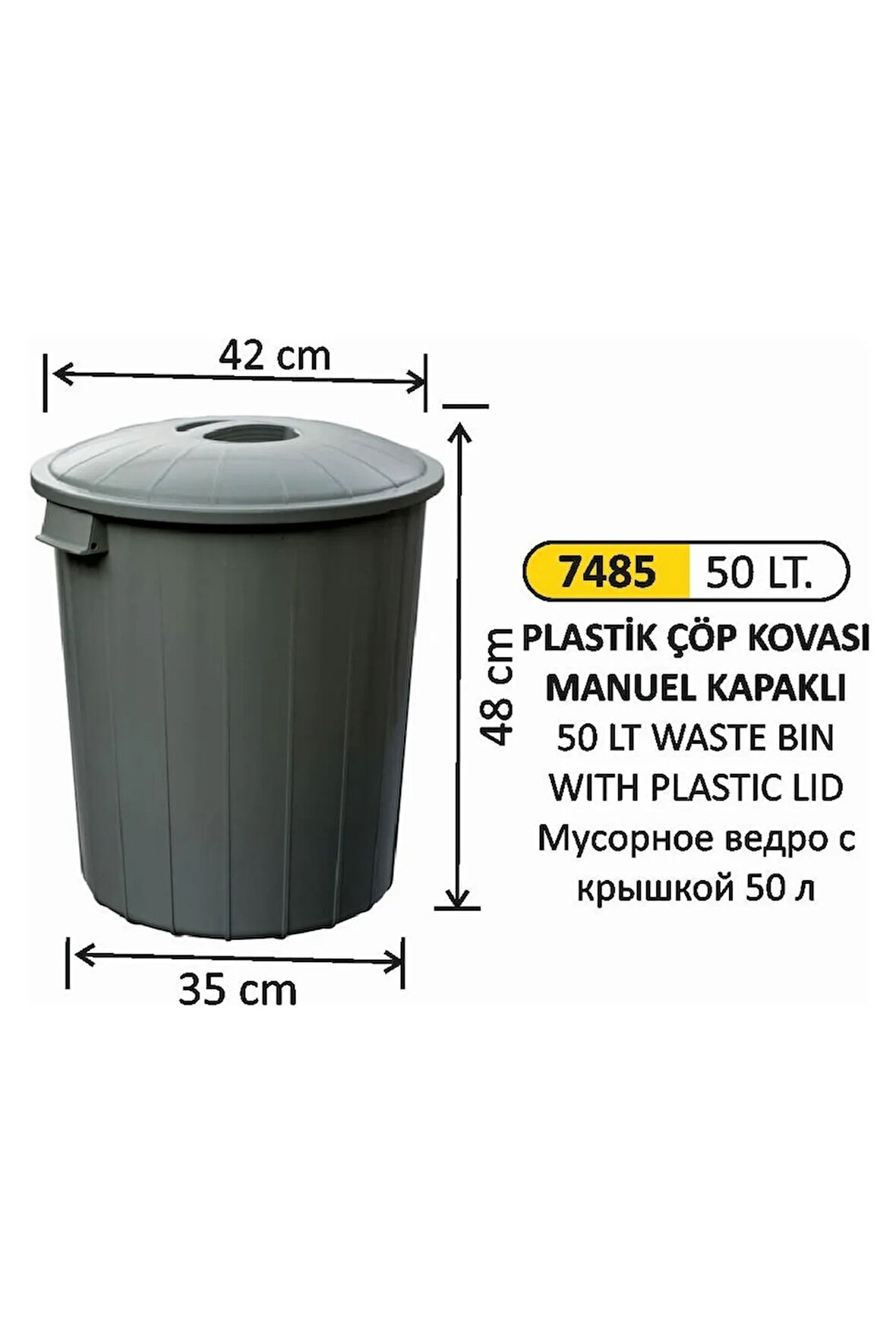 50 Litre Plastik Kapaklı Çöp Kovası