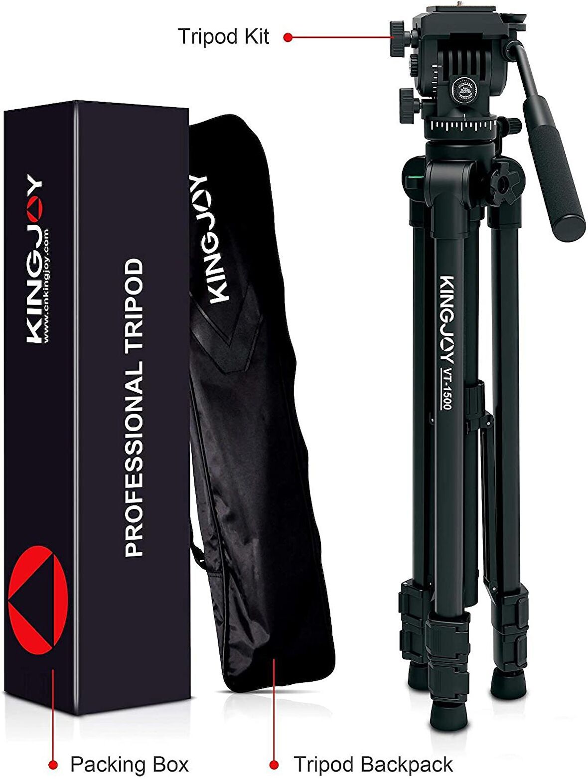 Kingjoy Vt 860 180cm Pro Hidrolik Dslr Tripod Telefon Tutucu Vt-860s Kamera Tripod