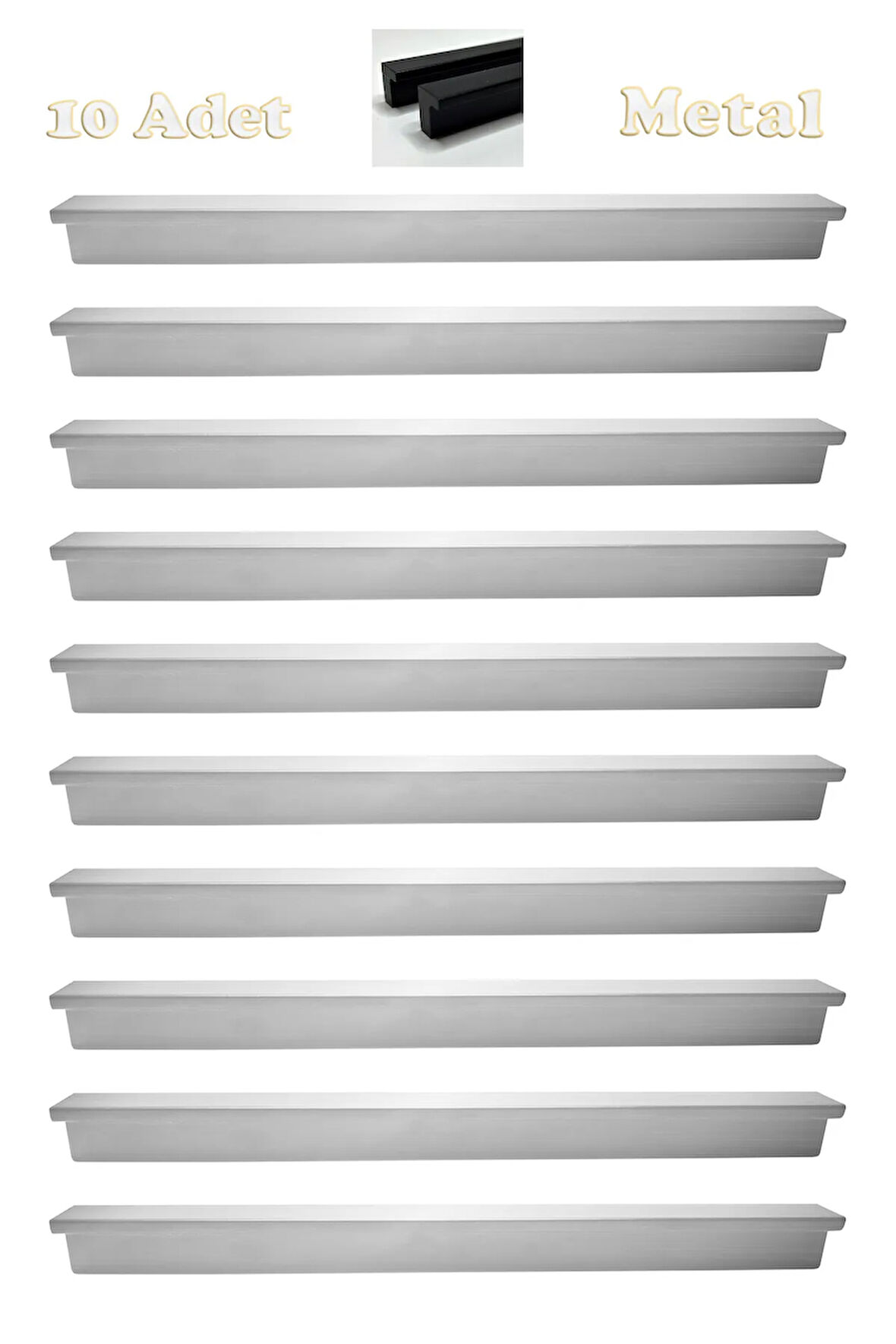 Fulya Alüminyum Metal Lüks Modern Mobilya Çekmece Mutfak Dolabı Kulpu Krom 224mm (10 Adet)