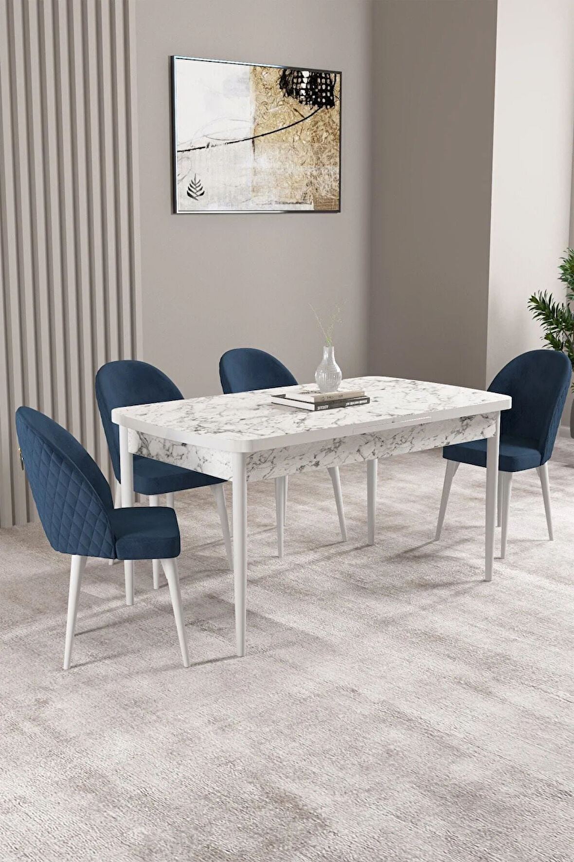 Elis Meşe Desen 80x132 Açılabilir Yemek Odası Takımı 4  Sandalye