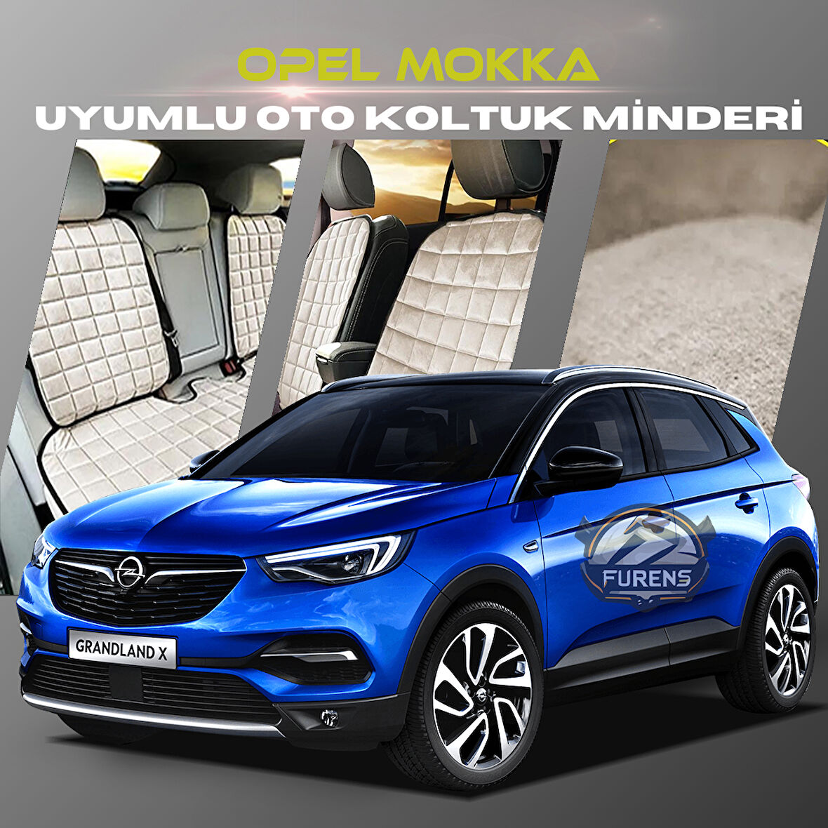 Opel Mokka Bej Renk Tay Tüyü Cepli & Terletmez Sırtlı Oto Koltuk Minder Seti - Koltuk Koruma Kılıfı (ÖN & ARKA TAM SET)
