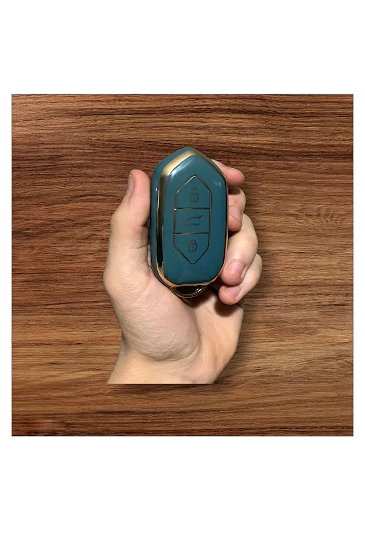 Togg T10x Uyumlu Anahtar Koruma kılıfı Mavi / Altın Detaylı Lütfen Anahtar Teyiti Yapınız