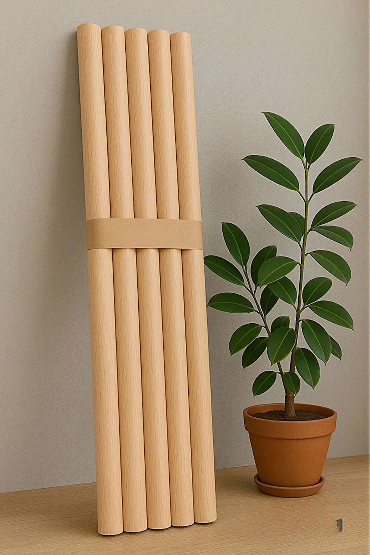 100 cm Uzunluk 30 mm Kalınlık Ahşap Pürüzsüz Yuvarlak Çubuk 5 Adet, Çok Amaçlı, Sağlam, Hobi Çubuğu