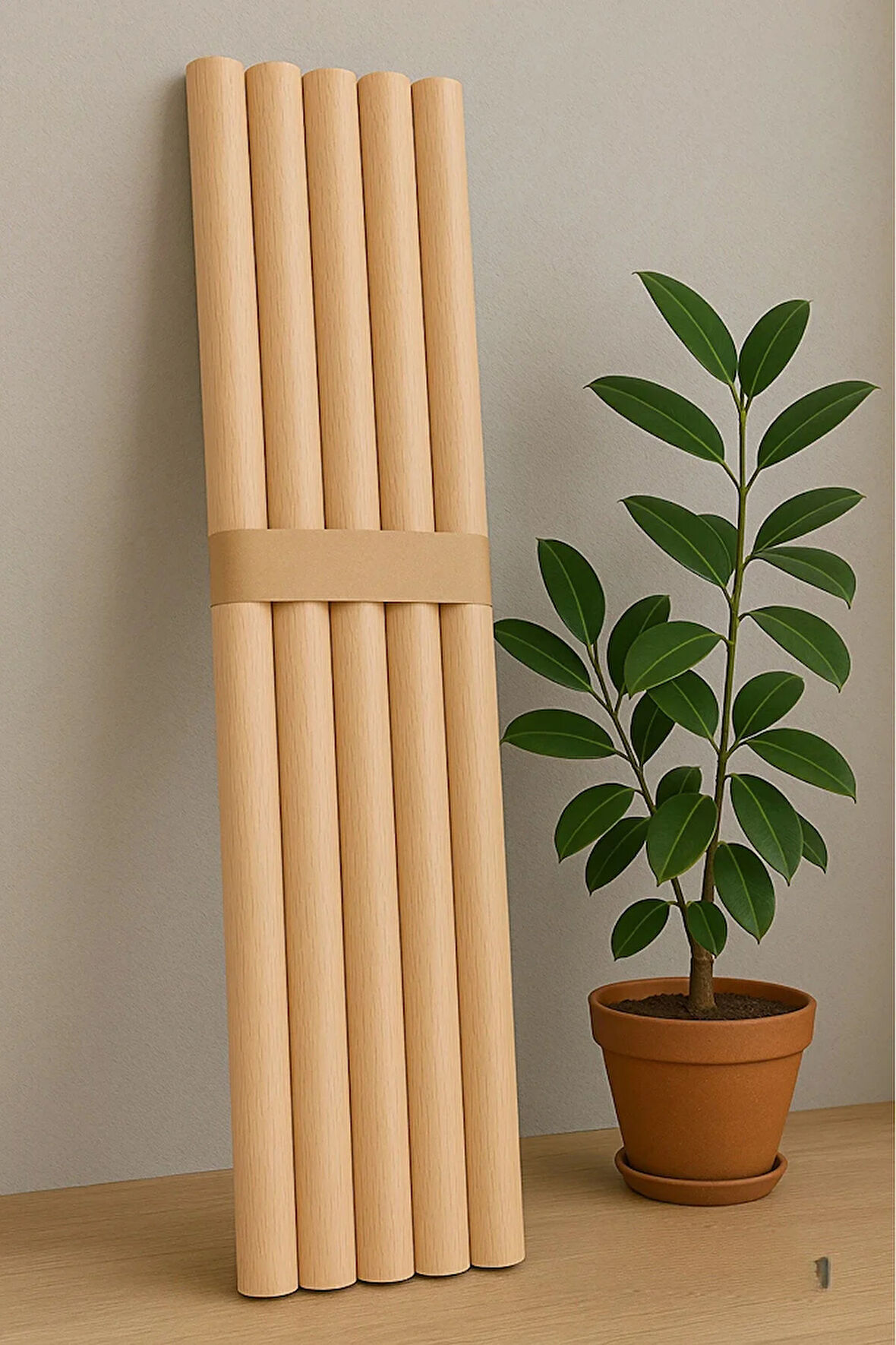 100 cm Uzunluk 35 mm Kalınlık Ahşap Pürüzsüz Yuvarlak Çubuk 5 Adet, Çok Amaçlı, Sağlam, Hobi Çubuğu