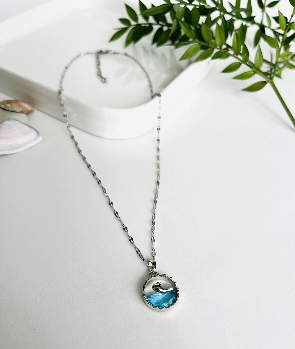 Paslanmaz Kararmaz 316L Çelik Yunus Gümüş Kolye