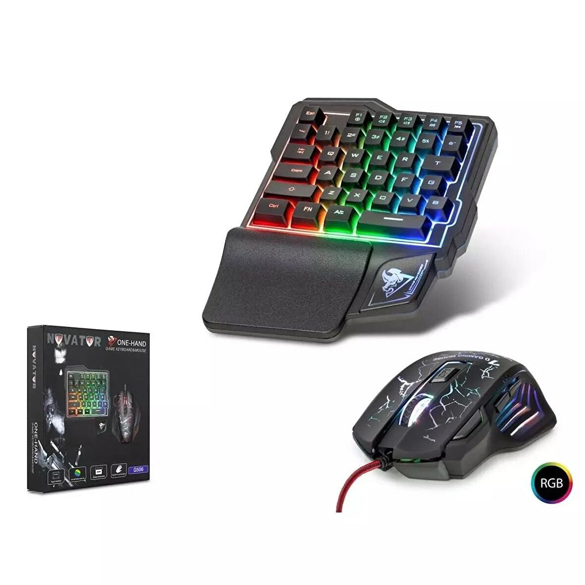 NOVATOR G506 OYUN KLAVYE & MOUSE SET LEDLİ KABLOLU Q 600/1800 DPI (PUBG DESTEKLEMEZ)