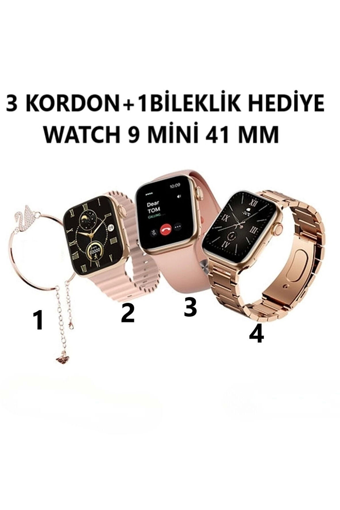 Smart Watch G9 Mini 41 Mm Tüm Telefonlara Uyumlu 3 Strap+Bileklik Hediyeli Akıllı Saat