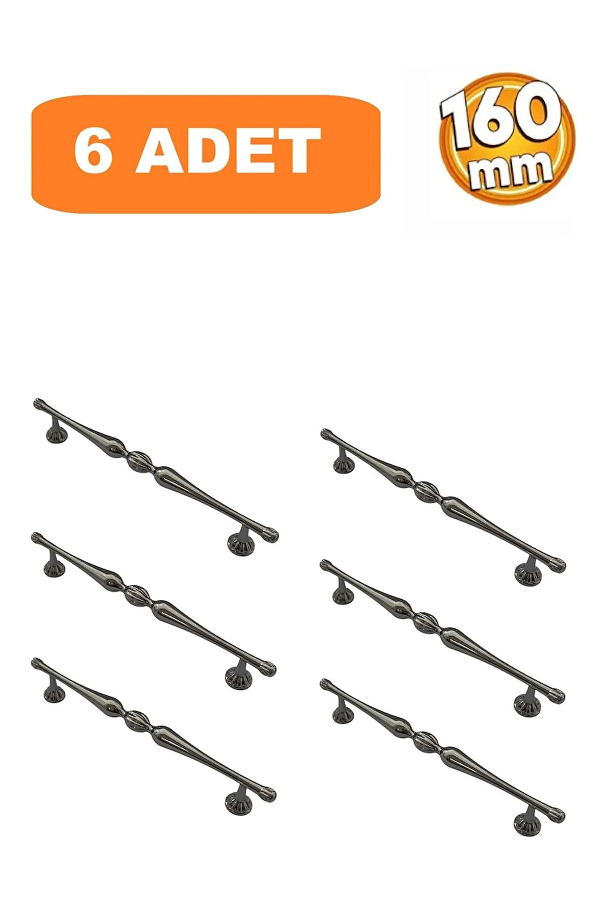 160mm Galata Model Mobilya Mutfak Çekmece Dolap Dolabı Kulpu Kulbu Kulpları 6Adet Füme